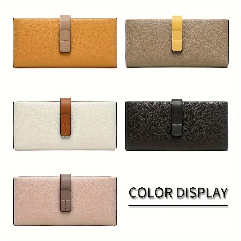 Classic Colorblock Long Wallet, Bifold Clutch Coin Purse, Women's Vintage Lychee Pattern Purse
Classic Colorblock Long Wallet, Bifold Clutch Coin Purse, Women's Vintage Lychee Pattern Purse