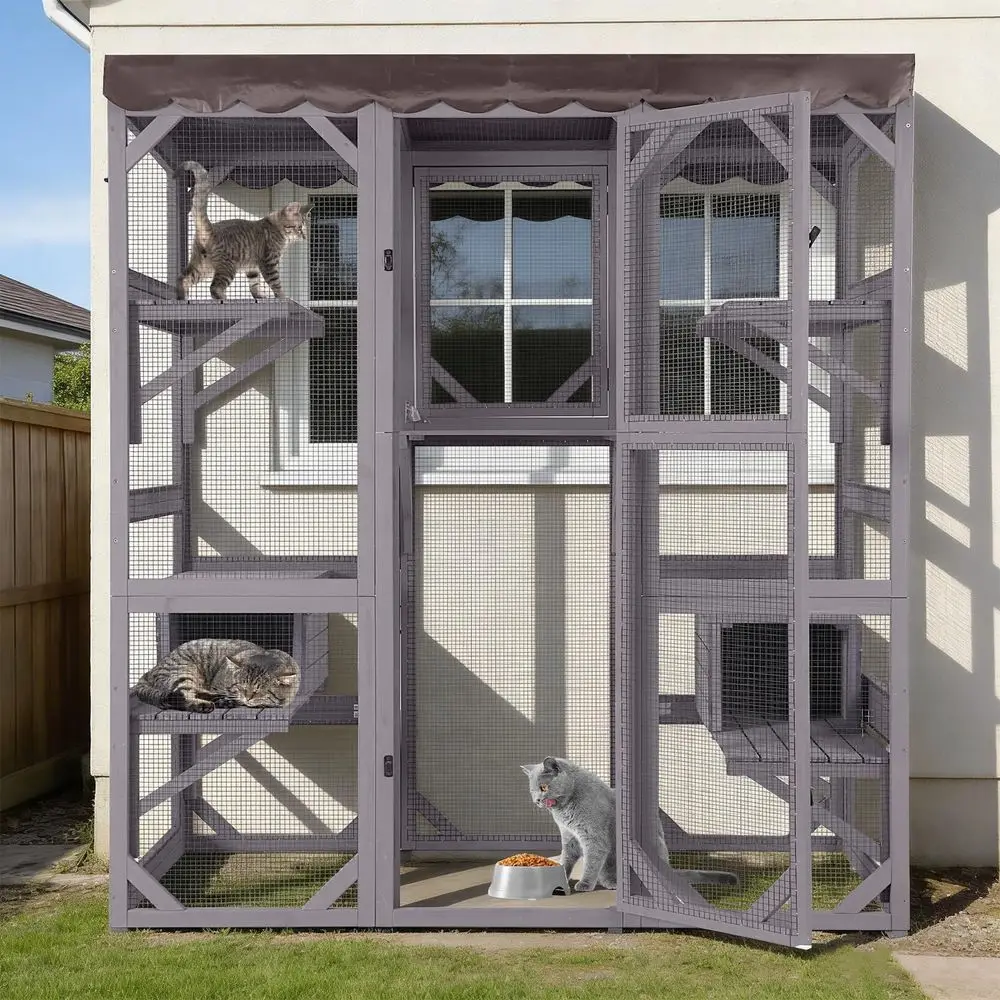 Catio Cat Enclosure Large Window Cat House for Outdoor Cats, Walkin Kitty Cage with Tarp Roof, 7 Platforms, 2 Resting Boxes, In
Catio Cat Enclosure Large Window Cat House for Outdoor Cats, Walkin Kitty Cage with Tarp Roof, 7 Platforms, 2 Resting Boxes, In