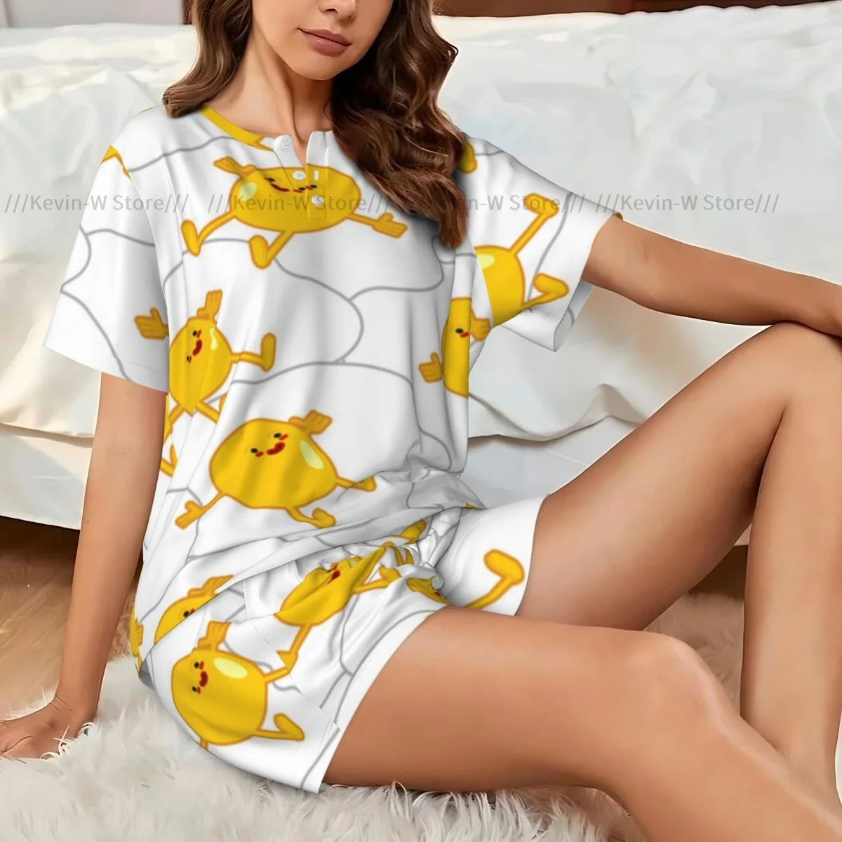 Женские пижамы с короткими рукавами, мультяшное жареное яйцо, фон, комплект из 2 предметов, женская летняя одежда для сна, домашняя одежда
Женские пижамы с короткими рукавами, мультяшное жареное яйцо, фон, комплект из 2 предметов, женская летняя одежда для сна, домашняя одежда