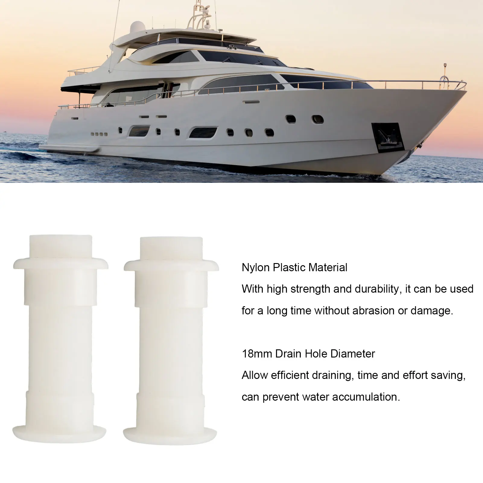 Boat Drain Pipe, 2Pcs Boat Drain Tube 18mm Durable Easy Installation Hull Drain Pipe for Yacht Marine
Boat Drain Pipe, 2Pcs Boat Drain Tube 18mm Durable Easy Installation Hull Drain Pipe for Yacht Marine