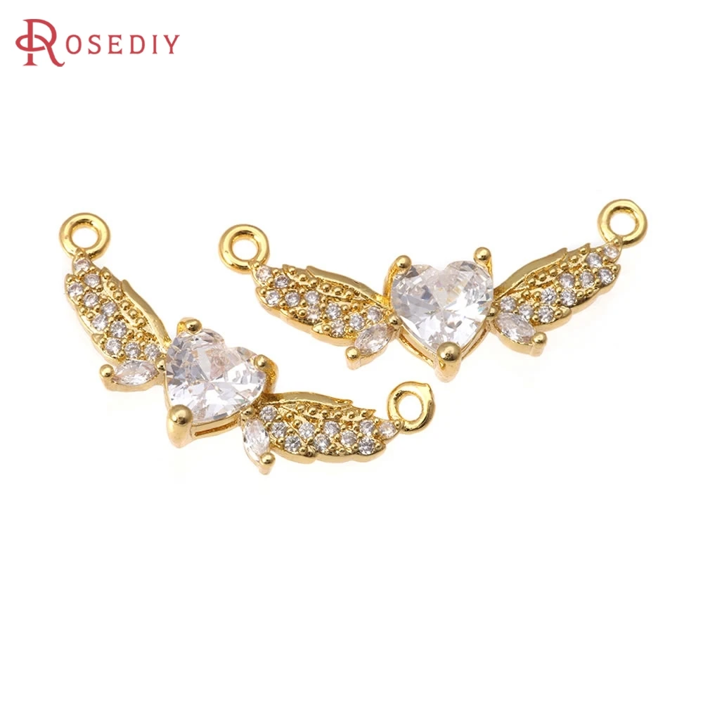 4PCS 18K Gold Color Brass Zircon 2 Holes Wing Heart Connect Charms Pendants High Quality Diy Necklace Earrings Jewelry Making
4PCS 18K Gold Color Brass Zircon 2 Holes Wing Heart Connect Charms Pendants High Quality Diy Necklace Earrings Jewelry Making