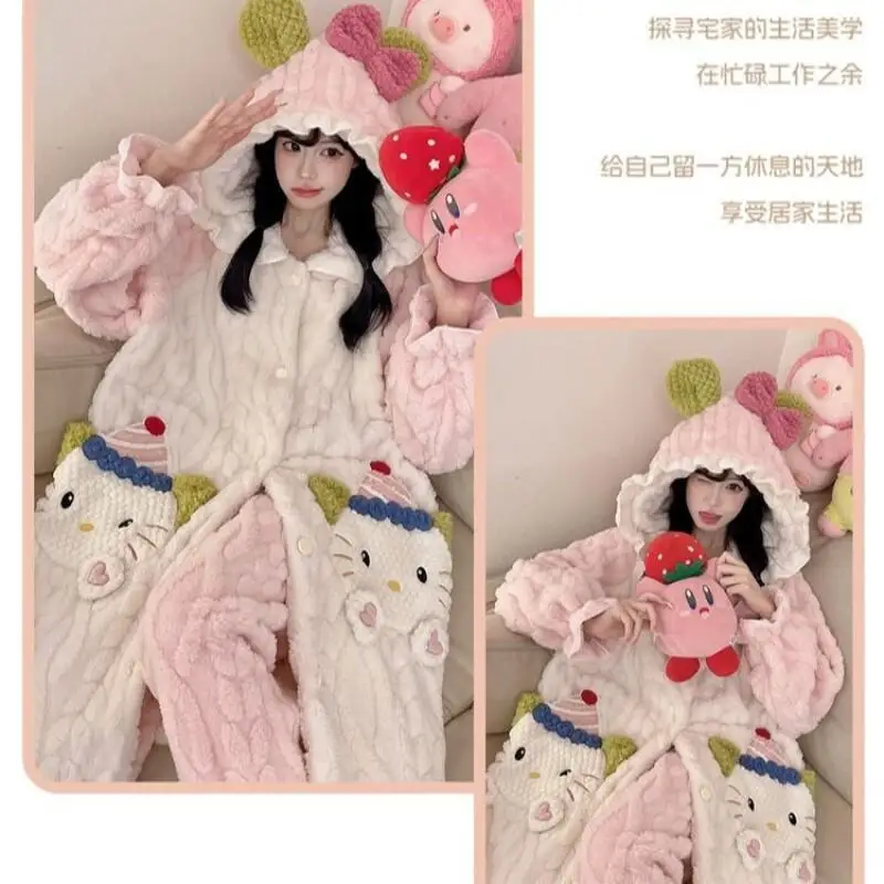 Hello Kitty Bathrobe Women Homewear Sweet Sanrio Cartoon Midi Length Plush Thickened Warm Autumn Winter Spring Loungewear
Hello Kitty Bathrobe Women Homewear Sweet Sanrio Cartoon Midi Length Plush Thickened Warm Autumn Winter Spring Loungewear