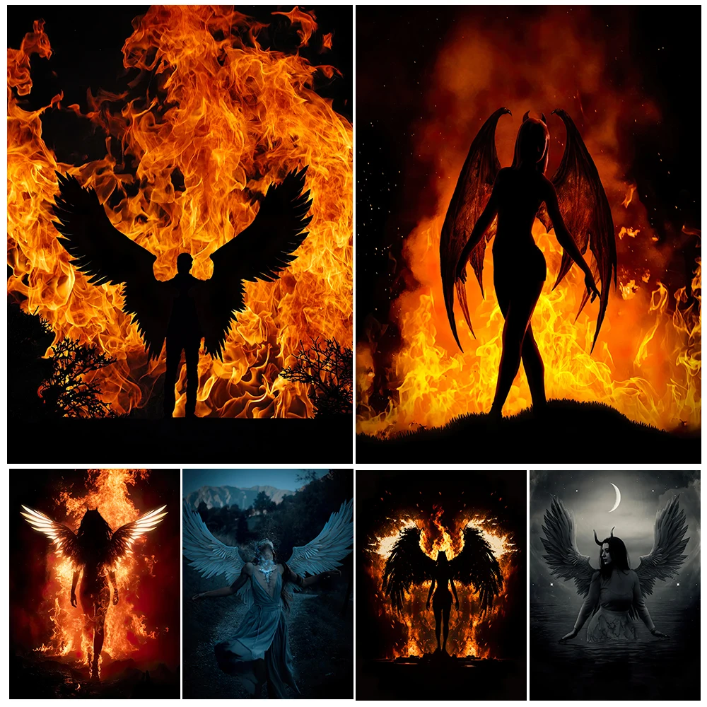 Angels And Demons In Flames, Abstract Wall Art Canvas Painting, Fallen Angel, Dark Witchcraft Aesthetics, Art Poster Print Decor
Angels And Demons In Flames, Abstract Wall Art Canvas Painting, Fallen Angel, Dark Witchcraft Aesthetics, Art Poster Print Decor