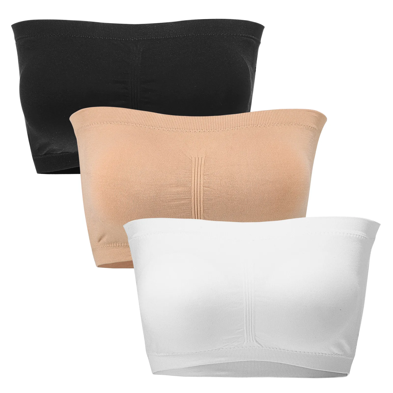 3pcs Strapless Bras Tube Tops for Women Black Beige White 2xL Removable Pads Elastic Soft Breathable Bandeau NonWired Seamless
3pcs Strapless Bras Tube Tops for Women Black Beige White 2xL Removable Pads Elastic Soft Breathable Bandeau NonWired Seamless