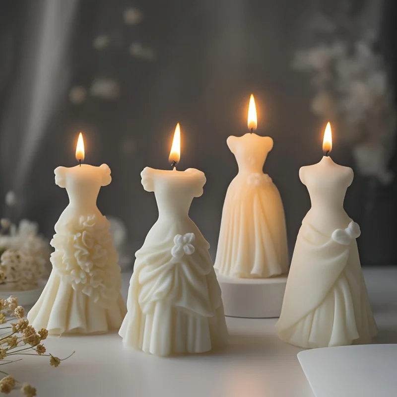 4-Piece 3D Bridal Gown Silicone Mold Set for DIY Soap, Scented Candles, Resin & Plaster Crafts
4-Piece 3D Bridal Gown Silicone Mold Set for DIY Soap, Scented Candles, Resin & Plaster Crafts