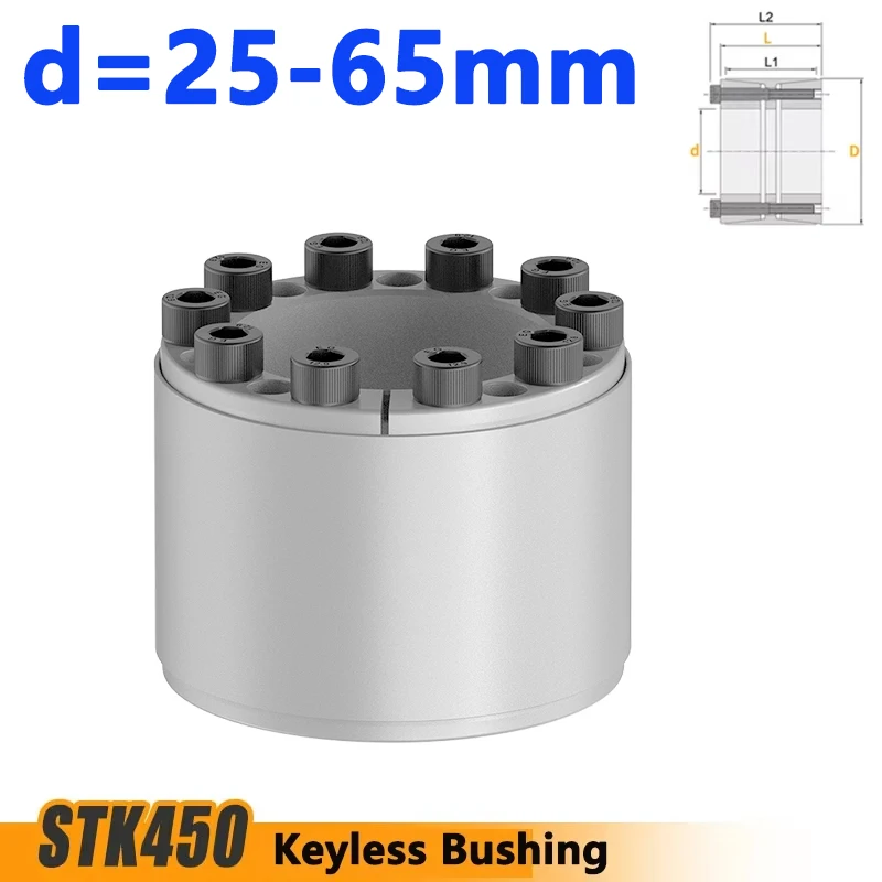 1pcs STK450 Keyless Bushing Connection Tension Shaft Locking Assembly Device Expansion Sleeve Coupling Diaphragm Disk ID 25-65mm
1pcs STK450 Keyless Bushing Connection Tension Shaft Locking Assembly Device Expansion Sleeve Coupling Diaphragm Disk ID 25-65mm