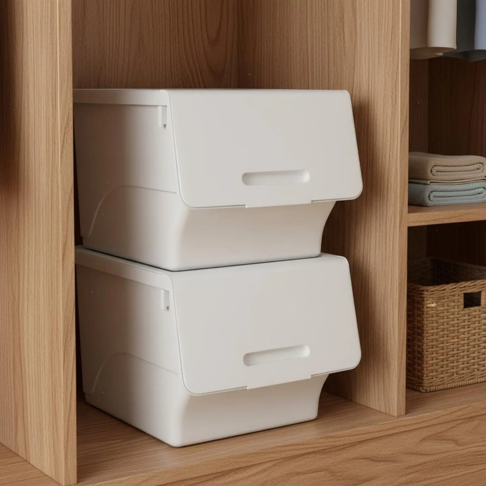 Front Opening Storage Box Large Capacity Plastic Toy Chest Stackable Storage Bin Sturdy Frame Stackable Clothes Organizer
Front Opening Storage Box Large Capacity Plastic Toy Chest Stackable Storage Bin Sturdy Frame Stackable Clothes Organizer