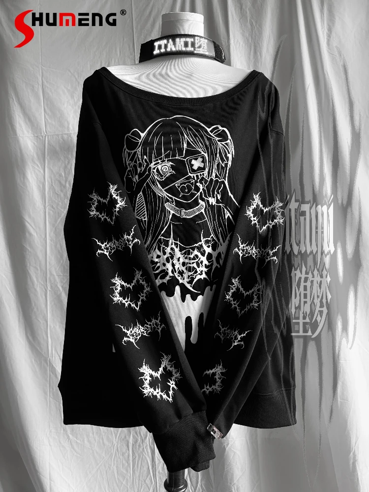 Худи оверсайз с принтом в стиле готик-панк и аниме, весенний топ с открытыми плечами для девочек, кавайный японский стиль, свитшоты с длинными рукавами
Худи оверсайз с принтом в стиле готик-панк и аниме, весенний топ с открытыми плечами для девочек, кавайный японский стиль, свитшоты с длинными рукавами