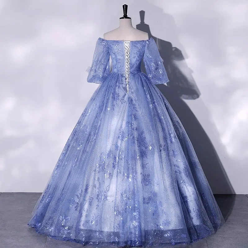 2026 Women's V-neck Banquet Embroidered Evening Dress Fashionable Look Thin Grey Blue High Quality Long Back Strap Puff Skirt
2026 Women's V-neck Banquet Embroidered Evening Dress Fashionable Look Thin Grey Blue High Quality Long Back Strap Puff Skirt