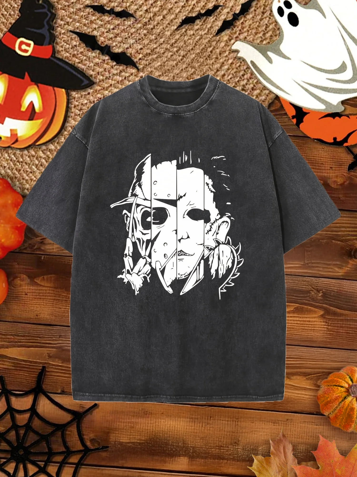 Мужская футболка на тему Хэллоуина, винтажная качественная хлопковая футболка с рисунком, летняя одежда, топы с круглым вырезом и коротким рукавом
Мужская футболка на тему Хэллоуина, винтажная качественная хлопковая футболка с рисунком, летняя одежда, топы с круглым вырезом и коротким рукавом