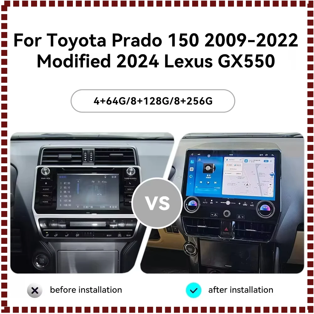 13inch For Toyota Prado 2009-2022 Modified 2024 Lexus GX550 Android Screen Car Radio Multimedia Player GPS Carplay Navi Stereo
13inch For Toyota Prado 2009-2022 Modified 2024 Lexus GX550 Android Screen Car Radio Multimedia Player GPS Carplay Navi Stereo