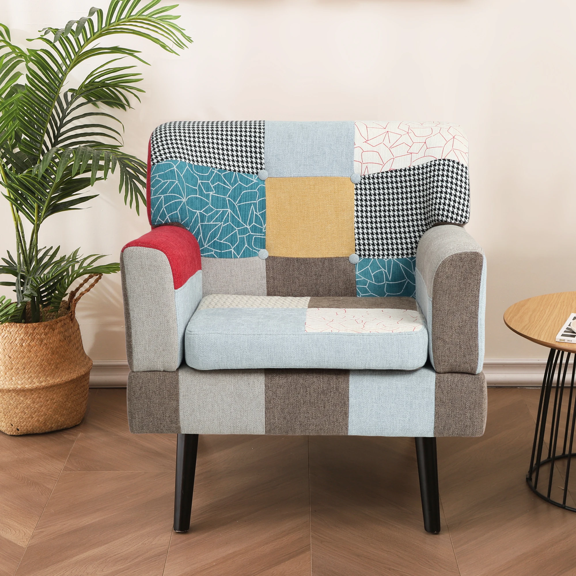 Patchwork Accent Chair, Mid Century Modern Fabric Club Chair for Bedroom Comfy, Colourful Single Sofa Chair for Livingroom
Patchwork Accent Chair, Mid Century Modern Fabric Club Chair for Bedroom Comfy, Colourful Single Sofa Chair for Livingroom