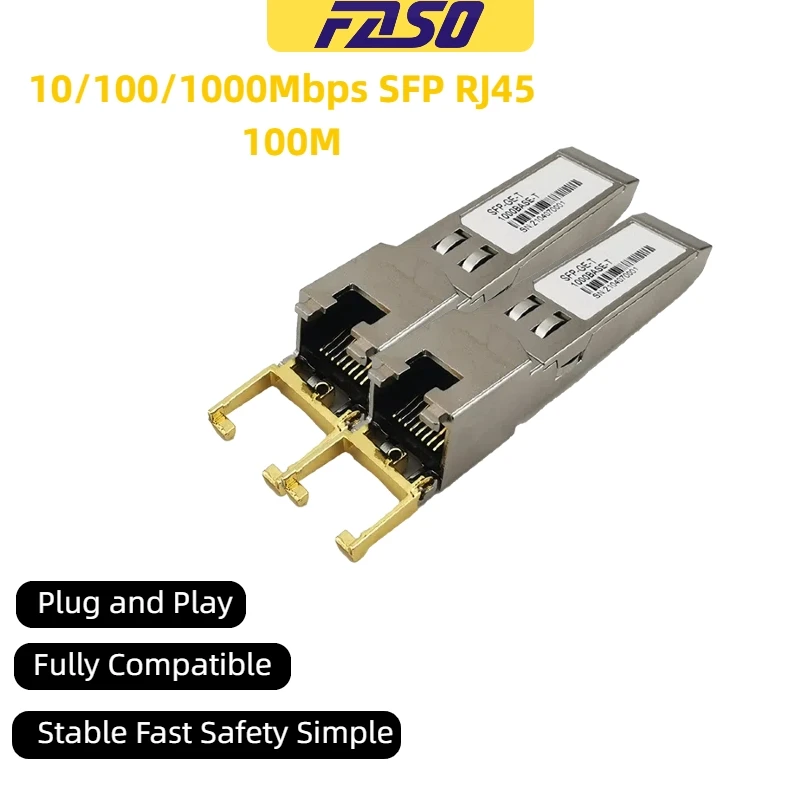 SFP Fiber Module Ethernet Port RJ45 Module 1000BASE-T Switch Connector Copper Compatible with Cisco/Mikrotik Gigabit Ethernet
SFP Fiber Module Ethernet Port RJ45 Module 1000BASE-T Switch Connector Copper Compatible with Cisco/Mikrotik Gigabit Ethernet