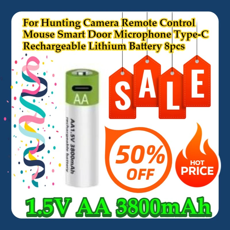 For Hunting Camera Remote Control Mouse Smart Door Lock Microphone 1.5V AA 3800mAh Type-C Rechargeable Lithium Battery 8pcs
For Hunting Camera Remote Control Mouse Smart Door Lock Microphone 1.5V AA 3800mAh Type-C Rechargeable Lithium Battery 8pcs