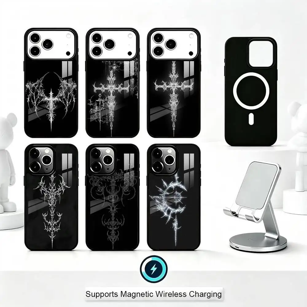 Gothic Cyber Sigil Cross Phone Case For iPhone17,16,15,14,13,12,11 Plus,Pro Supports Magnetic Wireless Charging
Gothic Cyber Sigil Cross Phone Case For iPhone17,16,15,14,13,12,11 Plus,Pro Supports Magnetic Wireless Charging