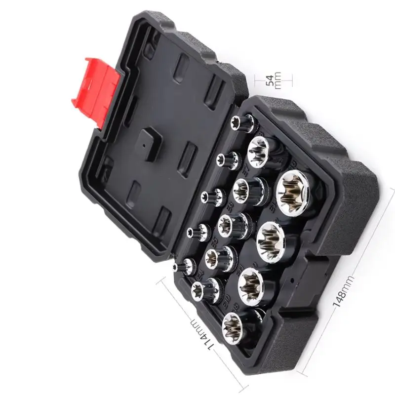 14-Piece 3/8-inch 1/2 Inch,1/4 Inch,E-Torx Star Socket Set-E4,E5,E6,E7,E8,E10,E11,E12, E14, E16, E18, E20, E22, E24 Hand Tool
14-Piece 3/8-inch 1/2 Inch,1/4 Inch,E-Torx Star Socket Set-E4,E5,E6,E7,E8,E10,E11,E12, E14, E16, E18, E20, E22, E24 Hand Tool