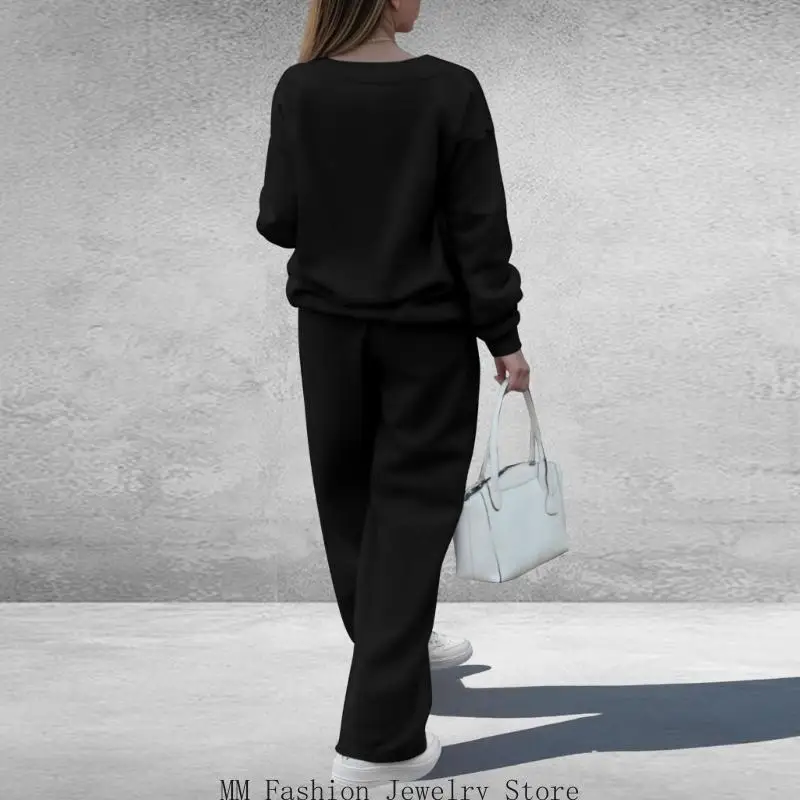 Women's Casual Two-Piece Sweatshirt Loose Wide-Leg Pants Sportswear Knitwear D0UB
Women's Casual Two-Piece Sweatshirt Loose Wide-Leg Pants Sportswear Knitwear D0UB
