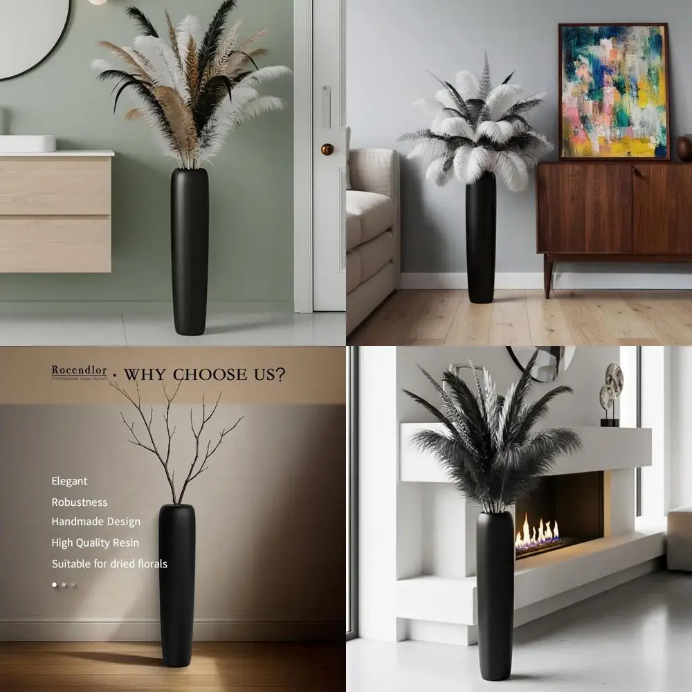Элегантная высокая чёрная ваза для дома, подходит для гостиной, спальни и офиса — идеально подходит для сухоцветов, пампасной травы и декора.
Элегантная высокая чёрная ваза для дома, подходит для гостиной, спальни и офиса — идеально подходит для сухоцветов, пампасной травы и декора.