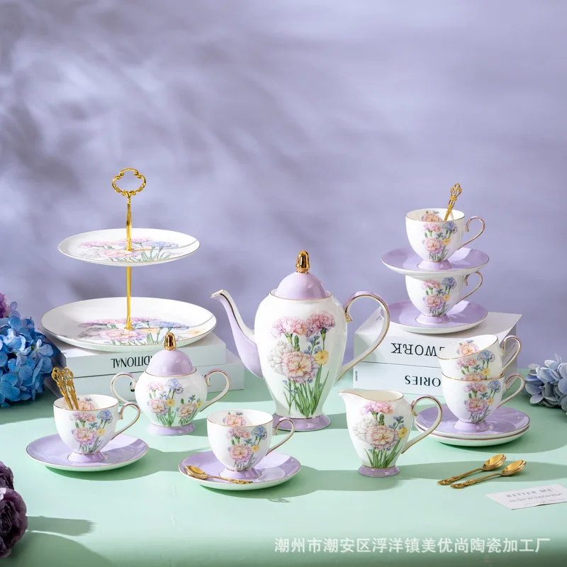 DSA light luxury Phnom Penh bone china coffee cup saucer coffee set large teapot tea set gift box set
DSA light luxury Phnom Penh bone china coffee cup saucer coffee set large teapot tea set gift box set