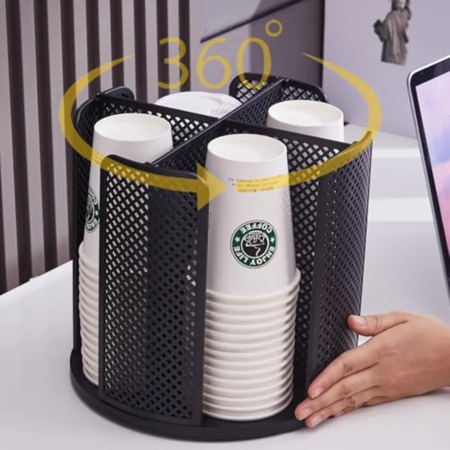 Coffee Cup Dispenser, Disposable Paper Cup and Lid Holder 360° Rotatable with 4 Compartments, Can Stacking 3-16oz Cups and Lid
Coffee Cup Dispenser, Disposable Paper Cup and Lid Holder 360° Rotatable with 4 Compartments, Can Stacking 3-16oz Cups and Lid