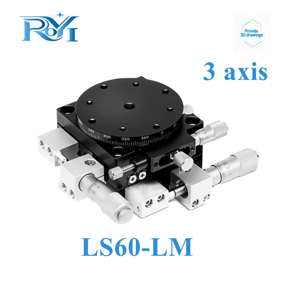 XYR Axis LS60-LM 60mm High Precision Micrometer Stage Three Axis Manual Translation Rotary Table Cross Rail Guide Sliding table
XYR Axis LS60-LM 60mm High Precision Micrometer Stage Three Axis Manual Translation Rotary Table Cross Rail Guide Sliding table