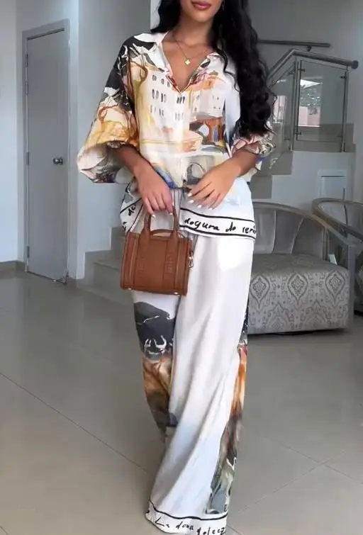 Spot Women's Clothing 2025 New Positioning Printed Loose and Fashionable Lantern Sleeve Shirt Wide Leg Pants Two-Piece Set
Spot Women's Clothing 2025 New Positioning Printed Loose and Fashionable Lantern Sleeve Shirt Wide Leg Pants Two-Piece Set