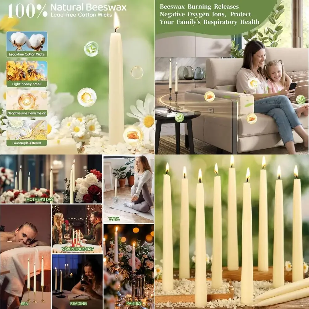 Конические свечи из натурального пчелиного воска, свечи из белого пчелиного воска бездымного и капель, долговечные свечи для горения, нетоксичные, 8 дюймов, 9 дюймов,
Конические свечи из натурального пчелиного воска, свечи из белого пчелиного воска бездымного и капель, долговечные свечи для горения, нетоксичные, 8 дюймов, 9 дюймов,