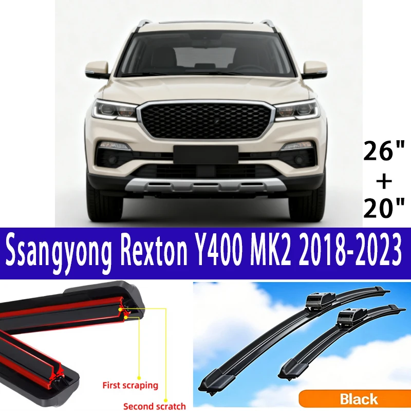 Car Wiper for Ssangyong Rexton Y400 MK2 2018-2023 26" + 20" Front Wiper Blades Brushes Cutter Accessories 2021 2022 2023
Car Wiper for Ssangyong Rexton Y400 MK2 2018-2023 26" + 20" Front Wiper Blades Brushes Cutter Accessories 2021 2022 2023