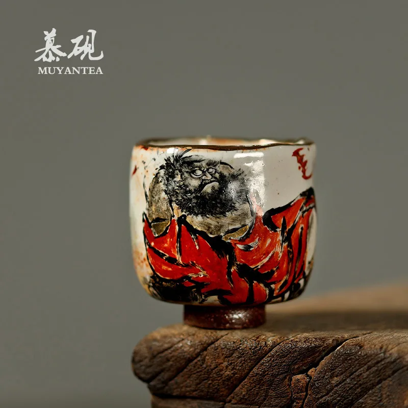 Mu Yan Zhiye Hand-Made Clay Hand-Painted Zhongkui Master Firewood-Burnt Kung Fu Set Creative Single Cup Chinese Tea Bowl
Mu Yan Zhiye Hand-Made Clay Hand-Painted Zhongkui Master Firewood-Burnt Kung Fu Set Creative Single Cup Chinese Tea Bowl