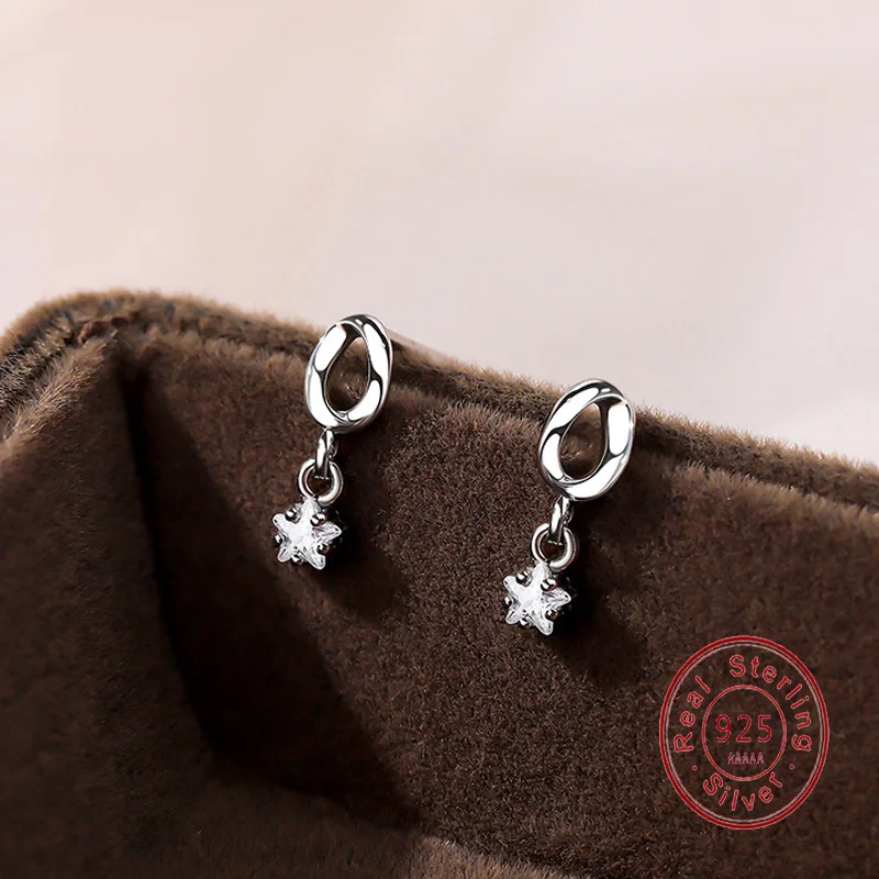 Simple Female Earrings Solid 925 Sterling Silver Pentagram Zircon Earrings for Women Promise Love Wedding Star Jewelry Wholesale
Simple Female Earrings Solid 925 Sterling Silver Pentagram Zircon Earrings for Women Promise Love Wedding Star Jewelry Wholesale