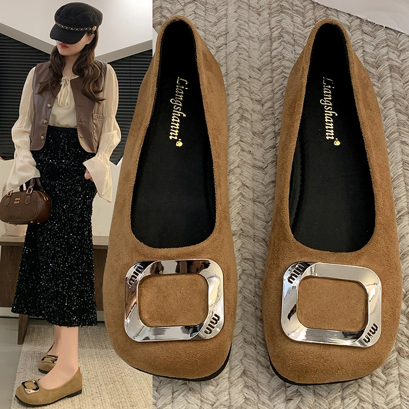 Women's Flat Shoes Flannel Metal Decoration Shallow Mouth Shoes Dress 2025 Spring Autumn Square Toe One Kick Zapatillas De Mujer
Women's Flat Shoes Flannel Metal Decoration Shallow Mouth Shoes Dress 2025 Spring Autumn Square Toe One Kick Zapatillas De Mujer