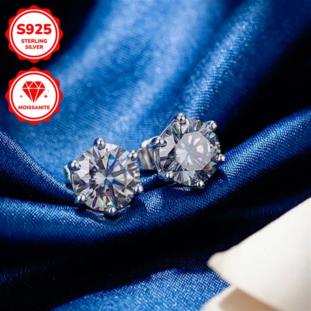 1 pair 1/2/3 Carat S925 Grey Synthetic Moissanite Six-claw Stud Earrings, Sparkling Stud Earrings for All Kinds of Occasions
1 pair 1/2/3 Carat S925 Grey Synthetic Moissanite Six-claw Stud Earrings, Sparkling Stud Earrings for All Kinds of Occasions