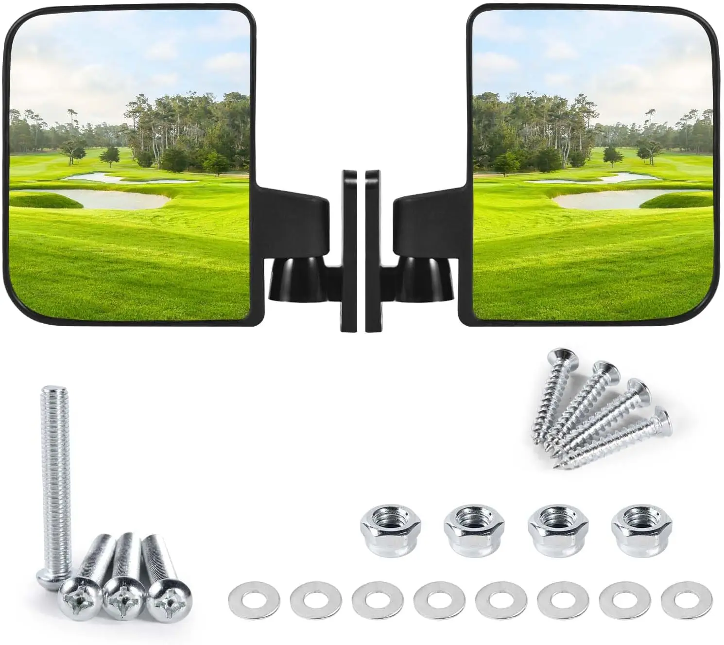 Golf Cart Side Mirrors, No Drilling Golf Cart Rear View Mirror, 180 Degree Rotation, Universal Fits 0.75-1.25 inch Square Tube
Golf Cart Side Mirrors, No Drilling Golf Cart Rear View Mirror, 180 Degree Rotation, Universal Fits 0.75-1.25 inch Square Tube