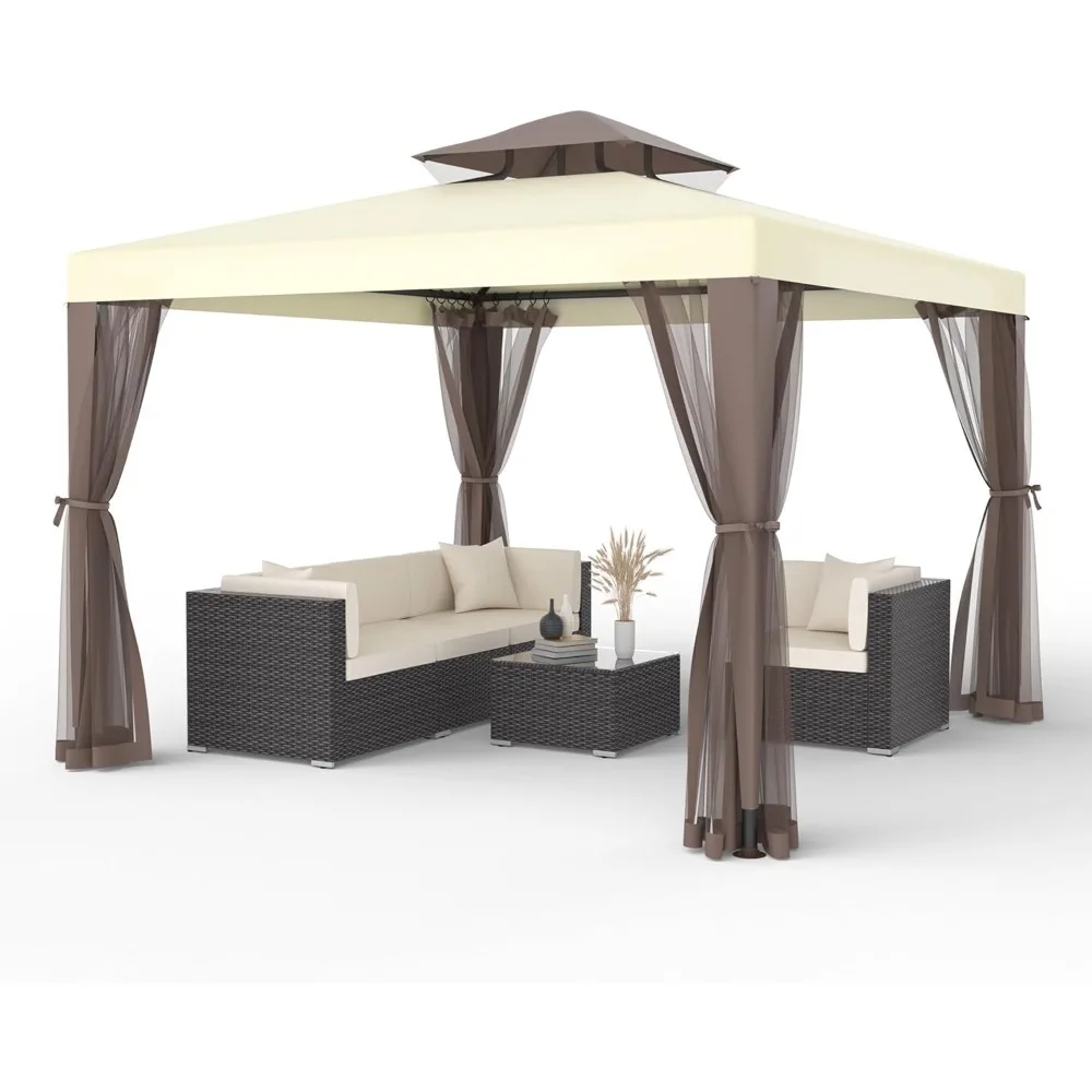 Gazebo, 10x10 Patio Gazebo Waterproof Canopy Tent UV-Resistant 2-Tier Top Sturdy Outdoor Canopy Tent for Camping with Mosquito N
Gazebo, 10x10 Patio Gazebo Waterproof Canopy Tent UV-Resistant 2-Tier Top Sturdy Outdoor Canopy Tent for Camping with Mosquito N