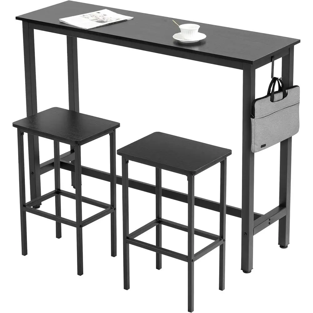 Counter Height Industrial Bar Table with 2 Stools for Kitchen, Dining, and Small Spaces - Rustic Black Metal & Wood
Counter Height Industrial Bar Table with 2 Stools for Kitchen, Dining, and Small Spaces - Rustic Black Metal & Wood