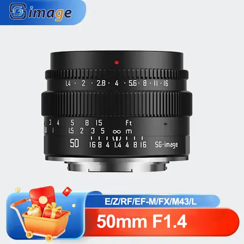 SGimage 50mm F1.4 APS-C Manual Focus Portrait Lens Large Aperture Prime Lens for Sony A7 Nikon ZFC Canon R100 Fuji X-T10