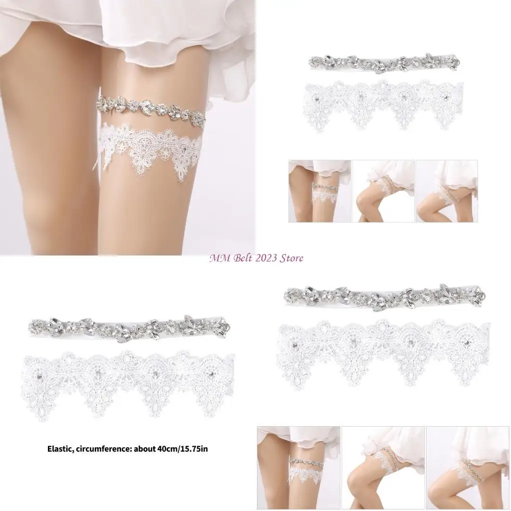 49ME Romance White Bridal Garters Lace Rhinestones Elastic Leg Garter for Bride 2PCS
49ME Romance White Bridal Garters Lace Rhinestones Elastic Leg Garter for Bride 2PCS