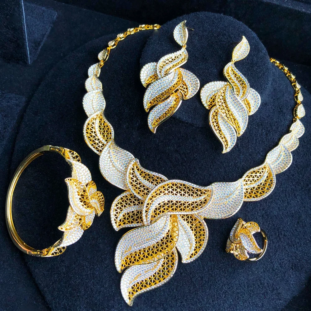 Luxury Hollow Leaf African Cubic Zircon Statement Jewelry Sets For Women Wedding Dubai Bridal Jewelry Sets Fashion New
Luxury Hollow Leaf African Cubic Zircon Statement Jewelry Sets For Women Wedding Dubai Bridal Jewelry Sets Fashion New