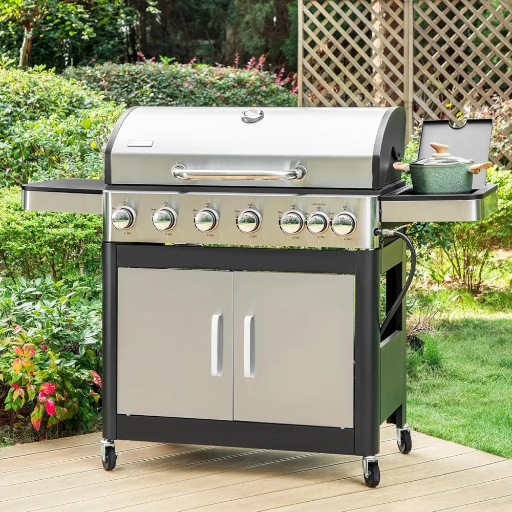 6 Burner Propane Gas BBQ Grill with Side Burner & Porcelain-Enameled Cast Iron Grate, 65,800 BTUs Barbecue Grill, Customized
6 Burner Propane Gas BBQ Grill with Side Burner & Porcelain-Enameled Cast Iron Grate, 65,800 BTUs Barbecue Grill, Customized