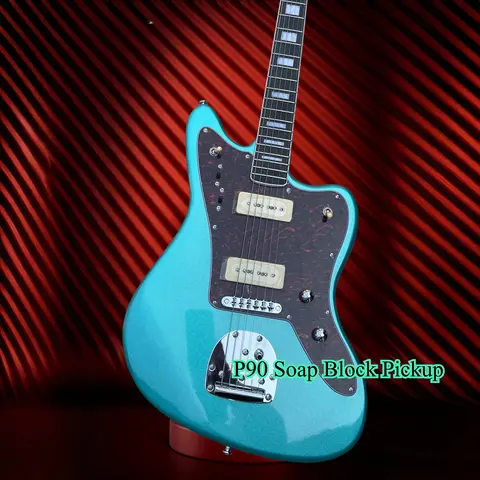 Metal Lake Blue Jazzmaster Retro Electric Guitar P90 Soap Block Pickup Surfing Rock Independent Rock Playing Guitar Beginner