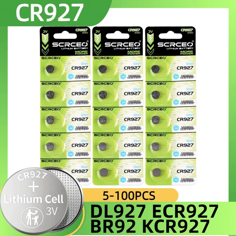 5-100PCS CR927 Button Batteries Replace for CR927 DL927 ECR927 BR92 KCR927 3V Lithium Coins Cell Battery for Watch Toys Car Keys
5-100PCS CR927 Button Batteries Replace for CR927 DL927 ECR927 BR92 KCR927 3V Lithium Coins Cell Battery for Watch Toys Car Keys