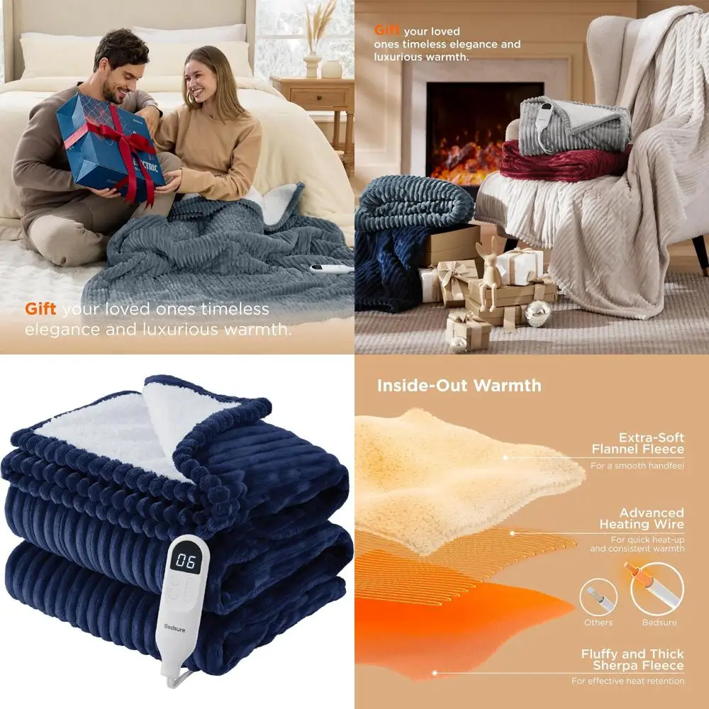 Twin Size Soft Flannel Electric Blanket with 10 Time and 6 Heat Settings, 8-Hour Auto Off, Perfect Gift for Grandma (62x84 inche
Twin Size Soft Flannel Electric Blanket with 10 Time and 6 Heat Settings, 8-Hour Auto Off, Perfect Gift for Grandma (62x84 inche