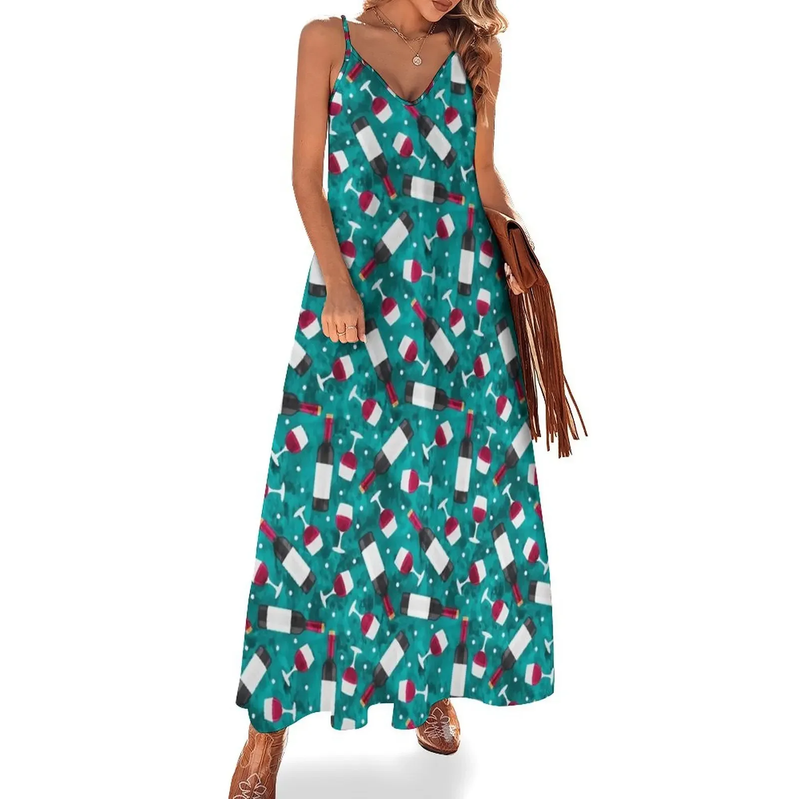 Red wine - wine glasses and bottles - teal Sleeveless Dress summer dresses womens dress dresses for special events Dress
Red wine - wine glasses and bottles - teal Sleeveless Dress summer dresses womens dress dresses for special events Dress