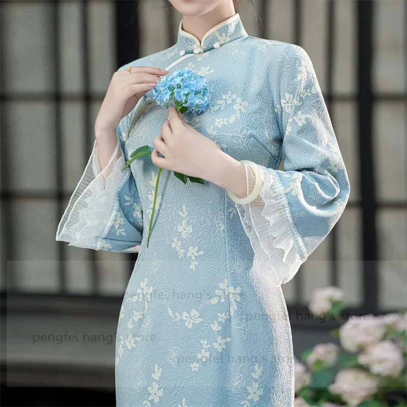 Princess Style Chinese Dress Women Sexy Lace Trim Sleeve Chesongam Elegant Flower Print Vestidos Casual Evening Party Hanfu Robe
Princess Style Chinese Dress Women Sexy Lace Trim Sleeve Chesongam Elegant Flower Print Vestidos Casual Evening Party Hanfu Robe