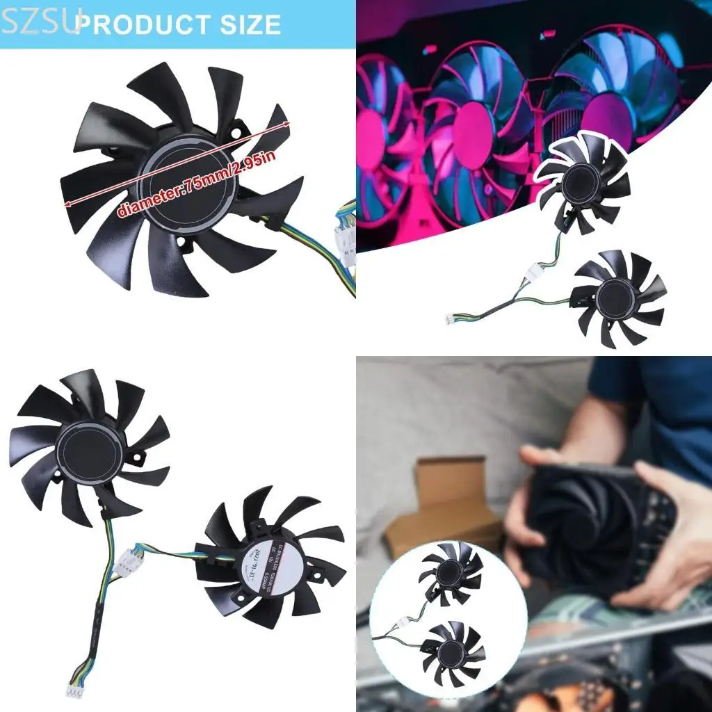 SZSU 75 мм 12 В 4-контактный вентилятор охлаждения видеокарты для GTX1660Ti RTX2060 GAMING OC кулеры Вентилятор VGA в качестве
SZSU 75 мм 12 В 4-контактный вентилятор охлаждения видеокарты для GTX1660Ti RTX2060 GAMING OC кулеры Вентилятор VGA в качестве