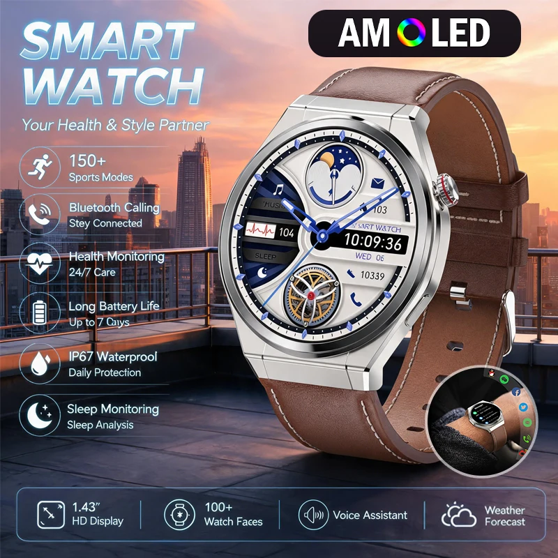New Smart Bluetooth Call Watch HD Color Screen Alloy Body Health Monitoring Voice Assistant 150+ Sports Modes Sensor Smart Watch
New Smart Bluetooth Call Watch HD Color Screen Alloy Body Health Monitoring Voice Assistant 150+ Sports Modes Sensor Smart Watch