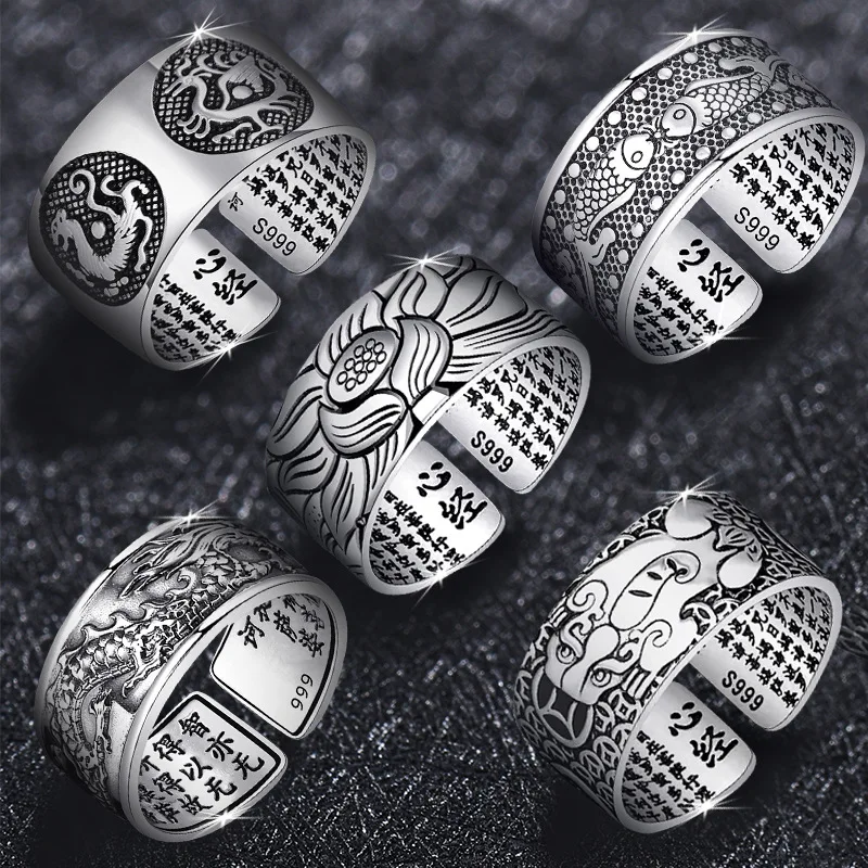 Thai silver Buddhist rings for men and women, Tibetan-style prayer copper OM mantra rings, containing 7 chakras, symbolizing goo
Thai silver Buddhist rings for men and women, Tibetan-style prayer copper OM mantra rings, containing 7 chakras, symbolizing goo