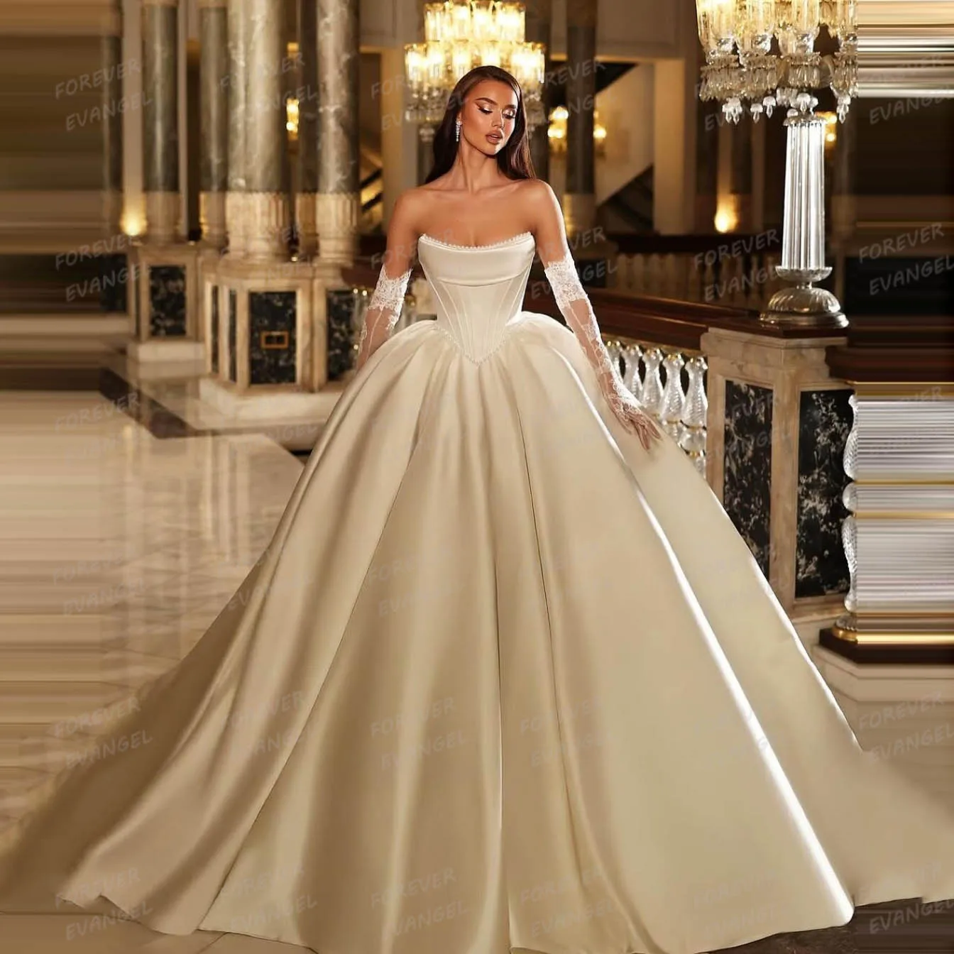 Simple Boat Neck Wedding Dresses A Line Woman's Bride Gowns Pleat Satin Backless Beads Vestidos De Novia Customized Robe Mariée
Simple Boat Neck Wedding Dresses A Line Woman's Bride Gowns Pleat Satin Backless Beads Vestidos De Novia Customized Robe Mariée