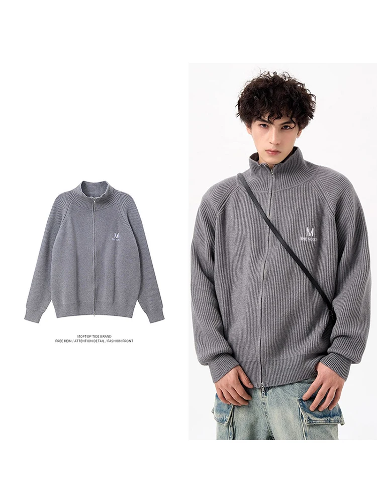 American Retro Letter Embroidery Stand Collar Knitted Sweater Jaet Men's Autumn Winter Outerwear Loose Fit Casual Sle
American Retro Letter Embroidery Stand Collar Knitted Sweater Jaet Men's Autumn Winter Outerwear Loose Fit Casual Sle