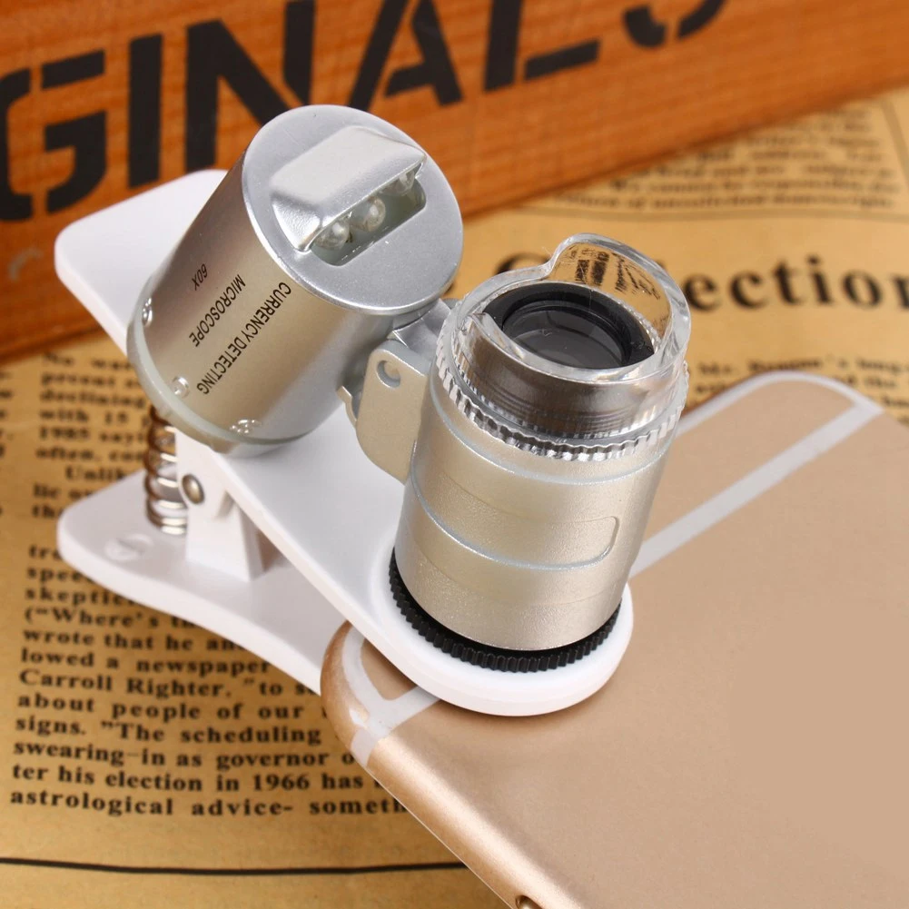 60-кратная лупа-микроскоп для мобильного телефона с LED-подсветкой и клипсой для iPhone, мини-лупа с LED-лампами
60-кратная лупа-микроскоп для мобильного телефона с LED-подсветкой и клипсой для iPhone, мини-лупа с LED-лампами